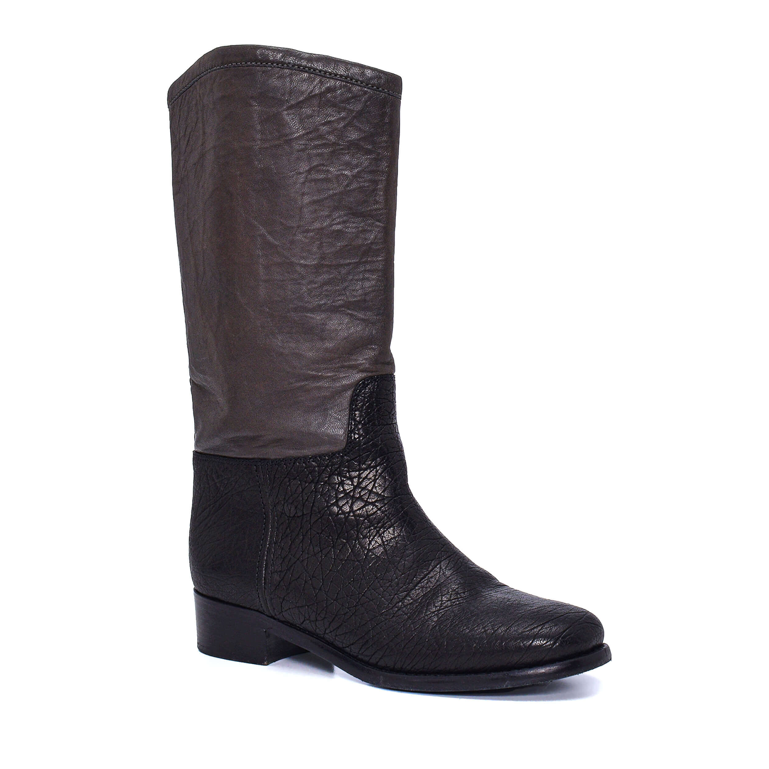 Chanel - Black&Anthracite Distressed Leather Boots